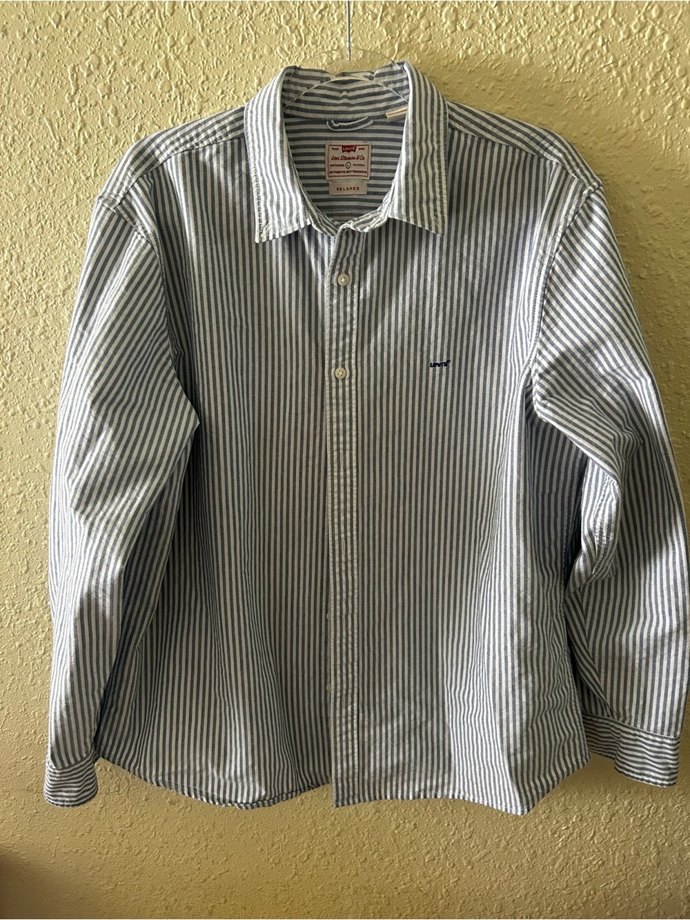 Men's Striped Button-Up Shirt - Blue & White